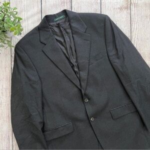 C1-- LAUREN RALPH LAUREN black 2 button wool cashmere blazer jacket men's 40R
